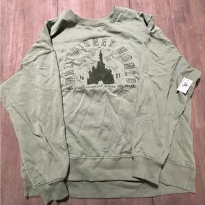 Disney Olive Green Castle Oversized Sweatshirt